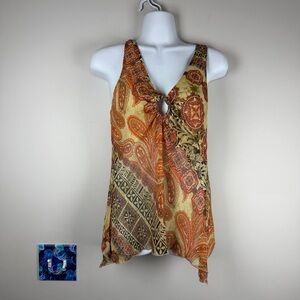 Vintage Touch 9 Patchwork Sheer Halter Top Y2K Fairy Grunge Festival Large